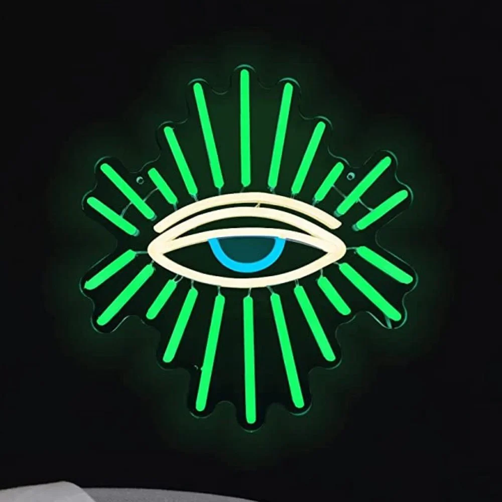 Neon Green Evil Eye Greek Culture LED Light Party Home Bright Hanging Wall Decor